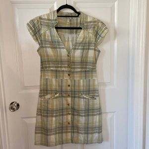 Free People yellow plaid dress size 12
